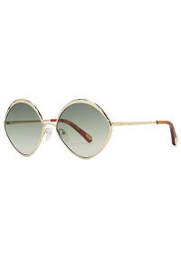 CHLOÉ Dani gold-tone diamond-frame sunglasses | green lens sunnies