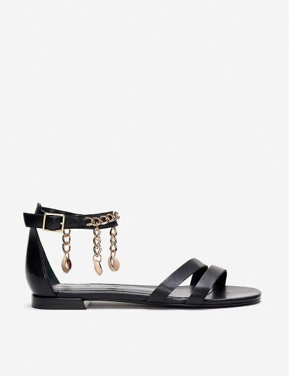 CLAUDIE PIERLOT Chain and shell-embellished leather sandals in black