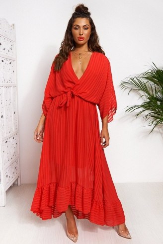 The Fashion Bible COCO RED WRAP FRONT MAXI DRESS - flipped