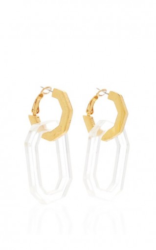 Oscar de la Renta Convertible Gold-Tone And Resin Earrings