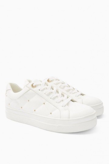 Topshop COOPER White Quilted Trainers | sports luxe shoes - flipped