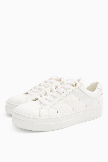Topshop COOPER White Quilted Trainers | sports luxe shoes