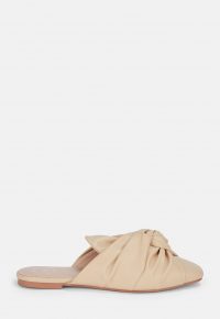 Missguided cream knot slip on shoes | flat neutral mules