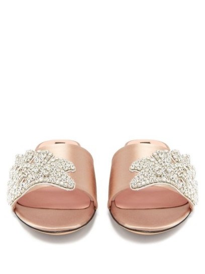 ROCHAS Crystal-embellished satin slides / luxe flats - flipped