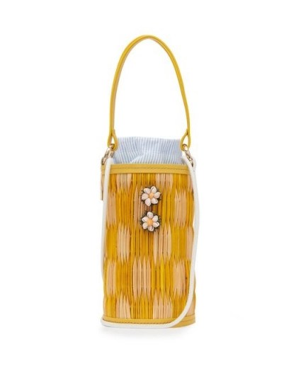 HEIMAT ATLANTICA Cupid shell-embellished reed bag / yellow summer bags - flipped