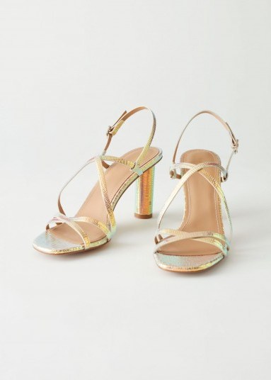 & other stories Cylinder Heel Strappy Leather Sandals Rainbow - flipped