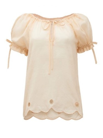 INNIKA CHOO Daily Graind embroidered linen blouse | pink summer blouses - flipped