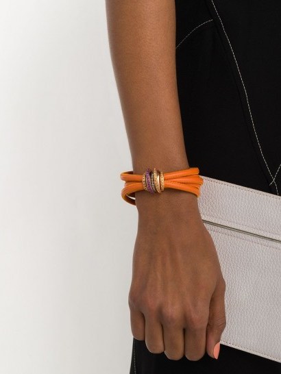 DE GRISOGONO 18kt rose gold, diamond and sapphire coil bracelet / orange leather luxe bracelet - flipped