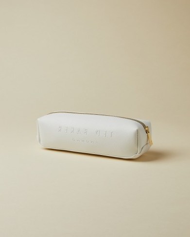 TED BAKER DANNY Debossed leather pencil case ivory - flipped