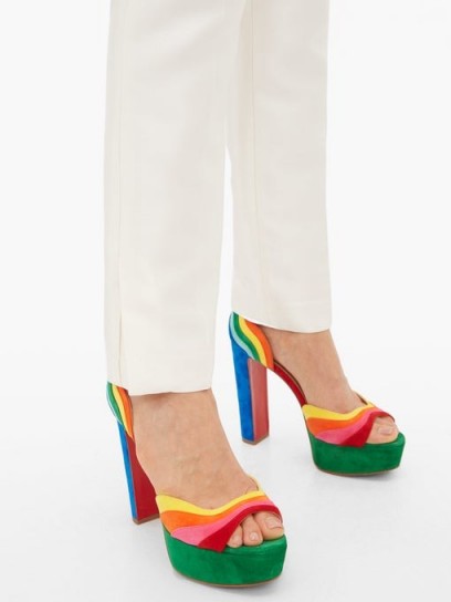 CHRISTIAN LOUBOUTIN Degratissimo 130 rainbow-suede sandals – vibrant platforms
