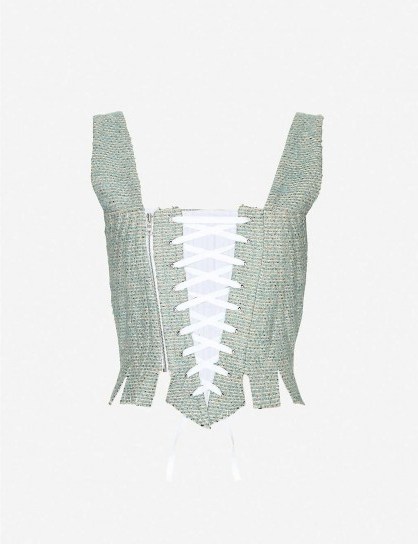 DILARA FINDIKOGLU Frilled-trim tweed corset - flipped