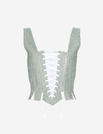 DILARA FINDIKOGLU Frilled-trim tweed corset