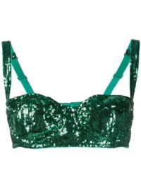 DOLCE & GABBANA green sequined balcony top