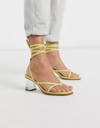 E8 by Miista Deja strappy square toe clear heeled sandals in lime | transparent heels