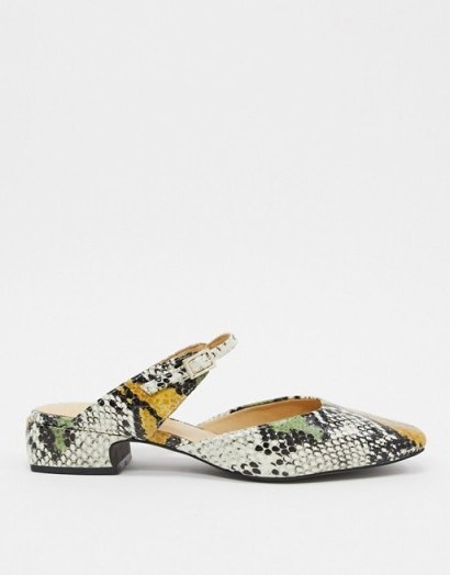 E8 by Miista Harper front strap shoes in snake - flipped