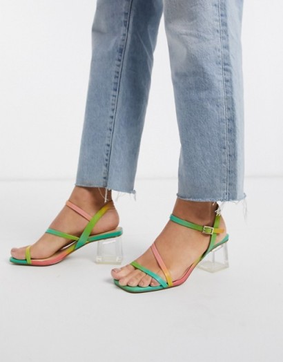 E8 by Miista Manaia ombre clear heeled sandals in rainbow / multicoloured strappy sandal
