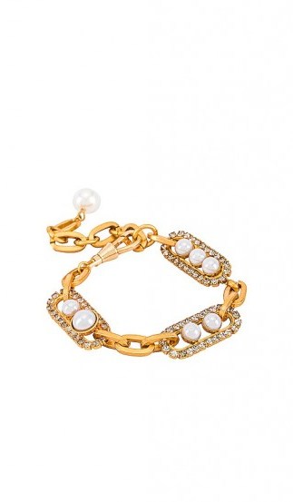 Elizabeth Cole Adalee Bracelet | faux pearl and crystal bracelets - flipped