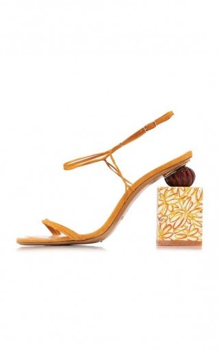 Jacquemus Elme Printed-Heel Leather Sandals / square heels - flipped