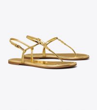 Tory Burch EMMY METALLIC SANDAL in GOLD / thin strap summer flats / flat barely there sandals