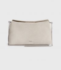 Reiss EVIE SUEDE SLOUCH CLUTCH PUTTY
