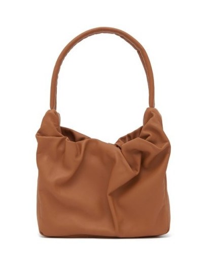 STAUD Felix gathered tan-leather shoulder bag ~ small gathered handbag - flipped