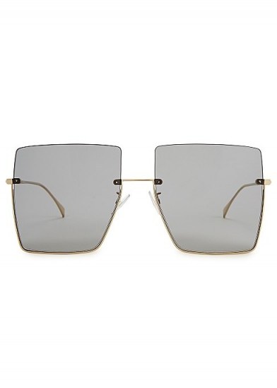 FENDI Gold-tone oversized square-frame sunglasses / summer eyewear - flipped
