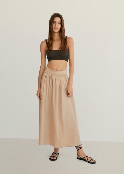 MANGO ELNA Flared long skirt – beige summer skirts - flipped