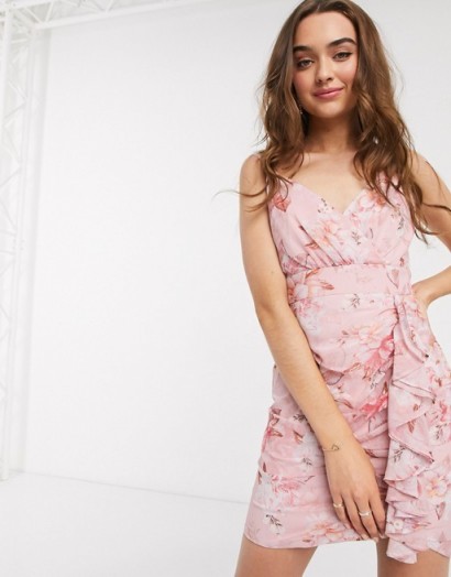 Forever New Petite cami wrap mini dress in pink floral
