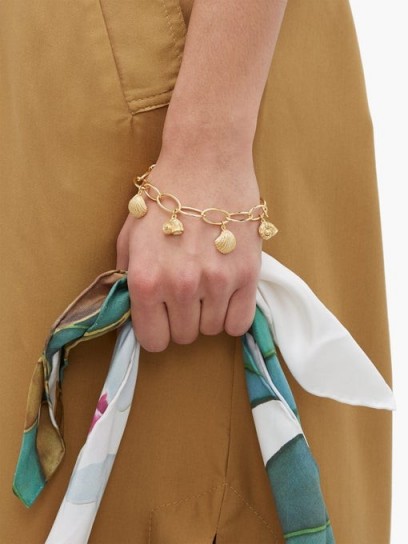 AURÉLIE BIDERMANN Fortaleza shell-charm 18kt gold-plated bracelet / seashell charms