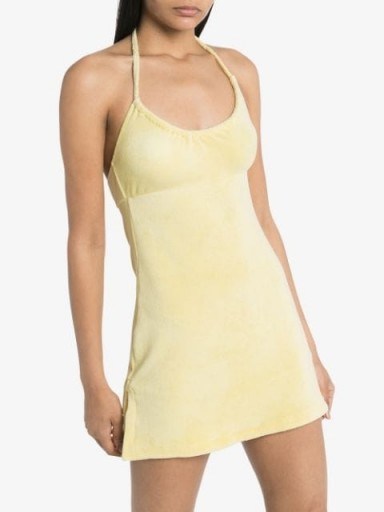 FRANKIES BIKINIS Gigi halterneck mini dress | yellow towelling beach dresses - flipped