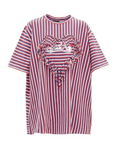 LOEWE PAULA’S IBIZA Fringe-trim striped boxy-fit T-shirt - flipped