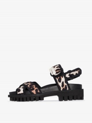 GANNI Black Leo Printed Sandals - flipped