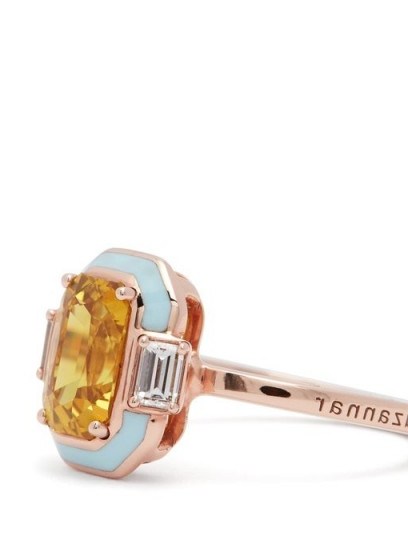 SELIM MOUZANNAR Gemma diamond, sapphire & 18kt rose-gold ring ~ yellow sapphires ~ Contemporary Art Deco rings - flipped
