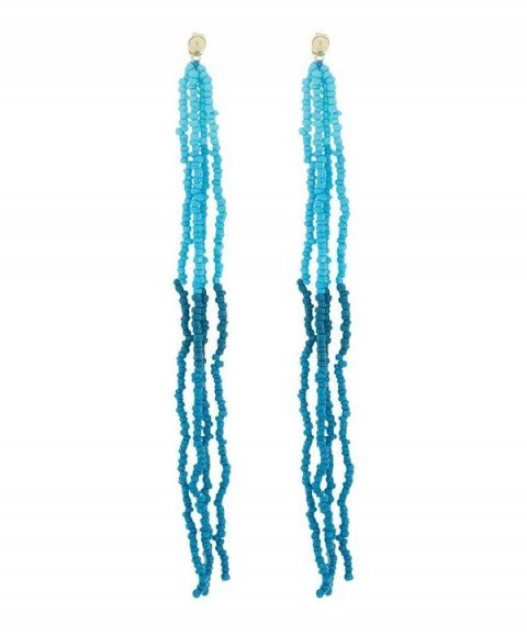 PALOMA WOOL Genuino Crystal Drop Earrings | long blue beaded drops - flipped