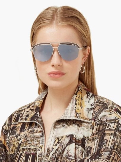 LOEWE Geometrical aviator metal sunglasses | grey tinted lenses | metal rim sunnies - flipped