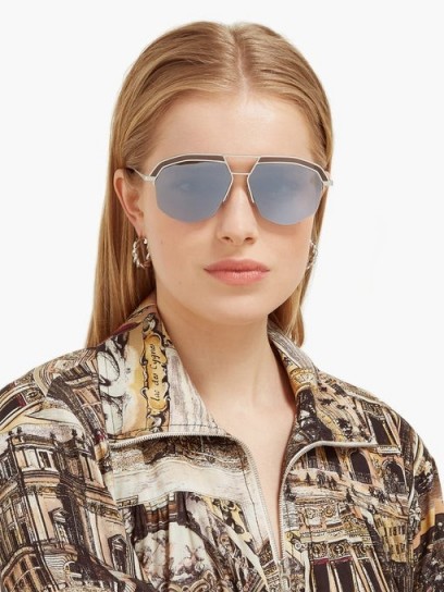 LOEWE Geometrical aviator metal sunglasses | grey tinted lenses | metal rim sunnies