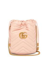 GUCCI GG Marmont pink-leather bucket bag / luxe drawstring bags