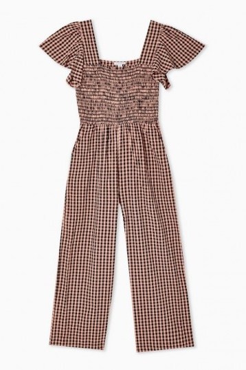 TOPSHOP Gingham Shirred Jumpsuit - flipped