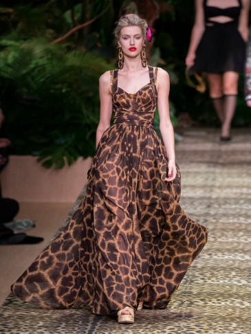 DOLCE & GABBANA Giraffe-print silk-georgette dress / floaty event gowns