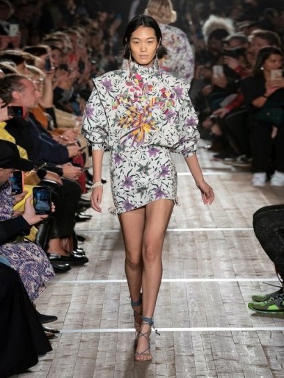 ISABEL MARANT Givens floral-print canvas mini dress ~ bird and flower prints - flipped