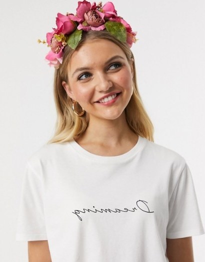 Glamorous headband with floral hair garland pink / feminine headbands / bridal accessory - flipped