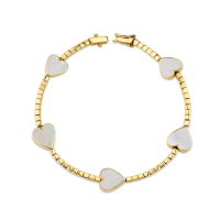 THE LAST LINE GOLD AND MOTHER OF PEARL HEART TENNIS BRACELET | hearts | luxe bracelets