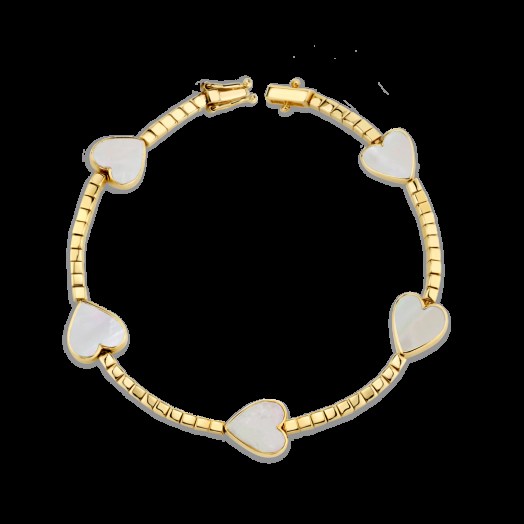 THE LAST LINE GOLD AND MOTHER OF PEARL HEART TENNIS BRACELET | hearts | luxe bracelets - flipped