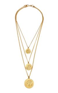Ben-Amun Gold-Plated Coin Necklace / triple pendant necklaces
