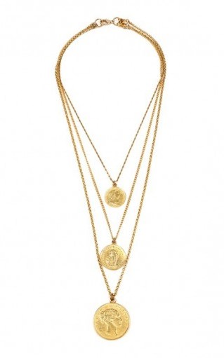 Ben-Amun Gold-Plated Coin Necklace / triple pendant necklaces - flipped