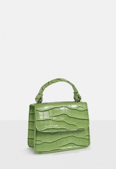 MISSGUIDED green faux leather croc mini bag – chic little handbag