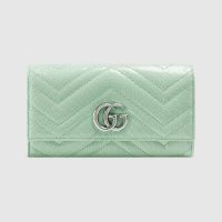 GUCCI GG Marmont zip around wallet pastel green leather
