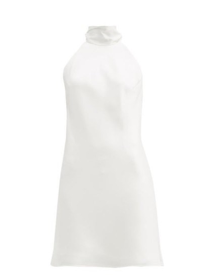 GALVAN Hamptons halterneck white-satin mini dress ~ effortless evening glamour - flipped