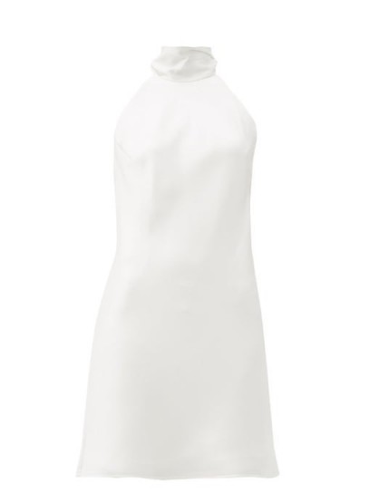 GALVAN Hamptons halterneck white-satin mini dress ~ effortless evening glamour