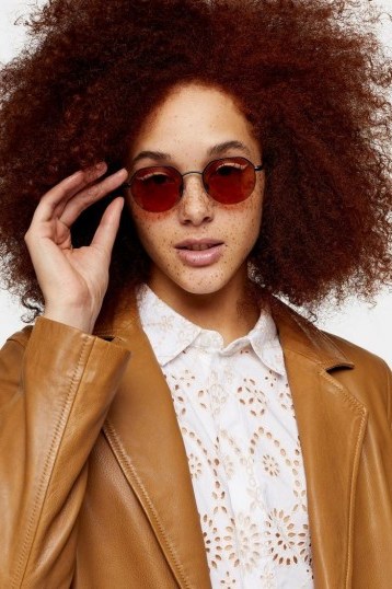 Topshop HENDRIX Orange Round Sunglasses | summer eyewear - flipped